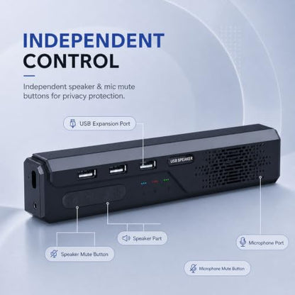 3 in 1 USB Wired Speaker with Microphone,Conference Speakerphone for PC & Laptop,360° Voice Pickup, Plug and Play, Computer Speaker for Zoom, Teams, Skype, Home Office & Online Meetings - style: Retro