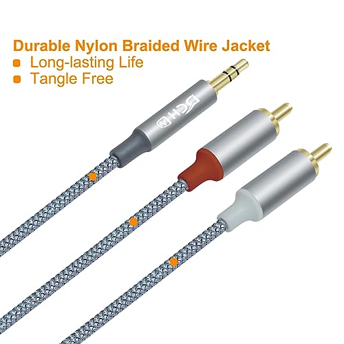 DCHAV 3.5mm to RCA Audio Cable 4ft 2 Male RCA Aux Cord Adapter Headphone Jack Y Splitter for Speaker Stereo Car Subwoofer TV MP3 Laptop Amplifier with Nylon Braided Wire Gold Plated Plug Red White - style: 3.5mm to 2 RCA