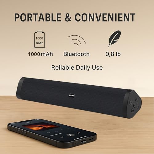 Portable Bluetooth Speaker Home Wireless Sound Bar, Home Theater Speaker System Compatible for PC, Laptop, Smartphones (Black)