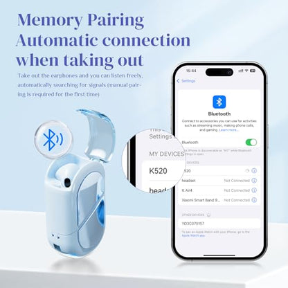 Heart Wireless Earbuds for Girls Kids, Cute Small Mini Tiny Invisible Earbuds Wireless Bluetooth for Small Ears Canals Women Rose Gold Kawai Blue Tooth Ear Buds for iPhone Android - color: Blue