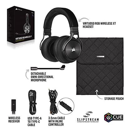 Corsair Virtuoso RGB Wireless XT Multiplatform Gaming Headset with Bluetooth - Dolby Atmos - Broadcast Quality Microphone - iCUE Compatible- PC, Mac, PS5, PS4, Nintendo Switch, Mobile - Black