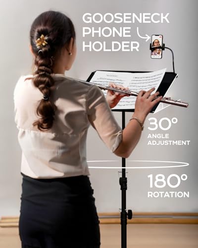 PropVue Aluminum Projector Tripod Stand, Adjustable 27" to 62", Black | Portable laptop stand, 360-degree ball-joint, goose-neck phone holder, camera and light compatible