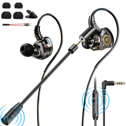 Wired Gaming Earbuds with Mic, Deep Bass Noise Isolating in-Ear Headphones, 16Ohm Low Impedance 3.5mm Jack Earphones with Volume Control, for PS5 PS4 Xbox PC Phone Online Class Streaming - color: Yellow