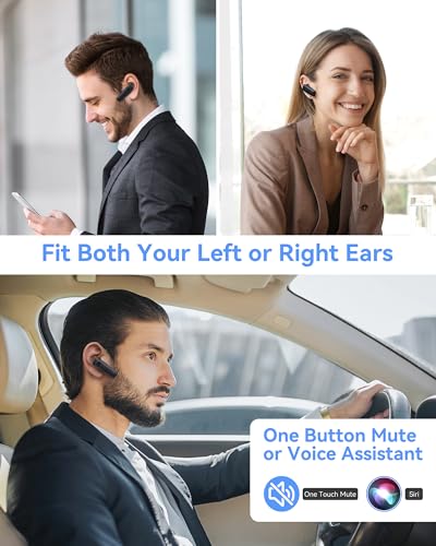 S525 Bluetooth 5.1 Wireless Earpiece, 16Hrs HD Calling, CVC8.0 Noise Cancelling, Hands-Free, Black