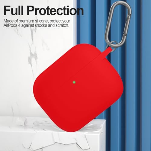 for AirPods Pro 3 Case Cover, Protective Soft Silicone with Keychain Cleaning Pen for Women Men for Apple AirPods Pro 3rd Generation Case(2025), Front LED Visible, Red - color: C-Red
