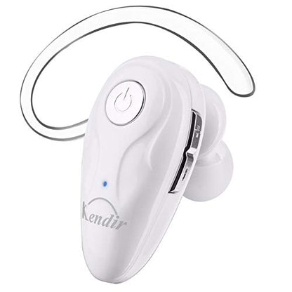 Kendir Bluetooth Earpiece, V5.0 Wireless Headphone Cell Phone Headset 8 Hrs Talking with Noise Cancelling Mic, Volume Control, Handsfree Earbud for iPhone Android Samsung Laptop Trucker Driver - color: White