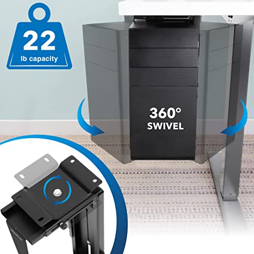 Mount-It! CPU Under Desk Mount Bracket - Computer Tower Wall and Under Counter Holder, 360 Degree Swivel Adjustable Height and Width Wall-Mountable - size: small, large