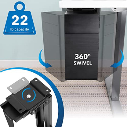 Mount-It! CPU Under Desk Mount Bracket - Computer Tower Wall and Under Counter Holder, 360 Degree Swivel Adjustable Height and Width Wall-Mountable - size: small, large