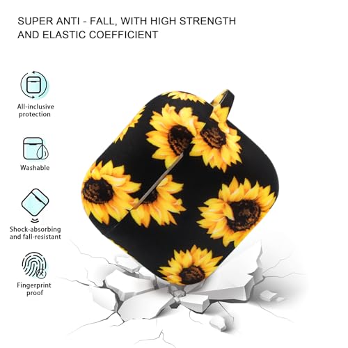 Case Compatible with AirPods 4 Case,Soft Silicone Cover with Bracelet Lanyard and Keychain, Cute Wireless Charging Protective Case for Apple AirPods 4th for Women and Men (Sunflower) - color: Sunflower