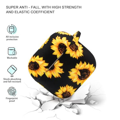 Case Compatible with AirPods 4 Case,Soft Silicone Cover with Bracelet Lanyard and Keychain, Cute Wireless Charging Protective Case for Apple AirPods 4th for Women and Men (Sunflower) - color: Sunflower
