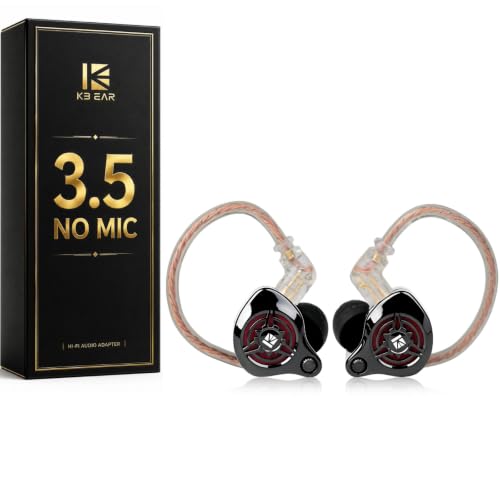2026 Latest erabuds,KBEAR BK1 Wired Gaming Earbuds,10mm Single DD in Ear Monitor,HiFi Headset Wired Earbuds IEM Earphones with Detachable Cable for Gaming/Music/Video (Black, 3.5 no mic) - color: E