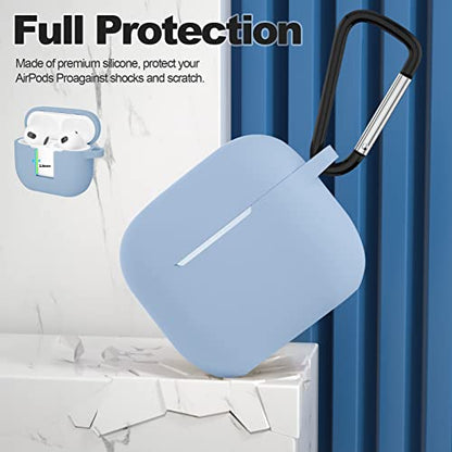 Compatible with AirPods 3 Case, Protective Silicone Cover for AirPods 3rd Generation Case 2021, Wireless Charging - Light Blue - color: B-Light Blue