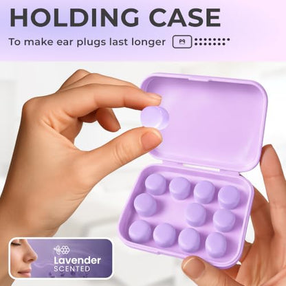 Peace&Quiet PQ Wax Ear Plugs for Sleeping, Swimming - 15 Soft Noise Cancelling Silicone Gel Wax Earplugs for Sleep and Swimmers, Ear Protection with Sound Blocking Level of 32 Db, Lavender - color: Lavender