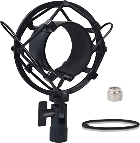 SUUNTOK Shock Mount Microphone Holder Anti-Vibration Suspension Shock Mount Holder Clip for 47mm-53mm Diameter Condenser Mic Like AT2020, AKG P120, Rode NT1A, TLM102 (Black)