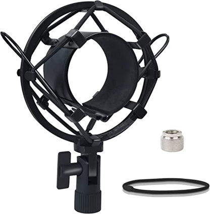 SUUNTOK Shock Mount Microphone Holder Anti-Vibration Suspension Shock Mount Holder Clip for 47mm-53mm Diameter Condenser Mic Like AT2020, AKG P120, Rode NT1A, TLM102 (Black)