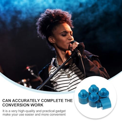 ibasenice 5pcs 3/8 to 1/4 Inch All-Metal Mic Stand Screw Adapter Set for Microphone Stand Mounts and Tripod Thread Conversion