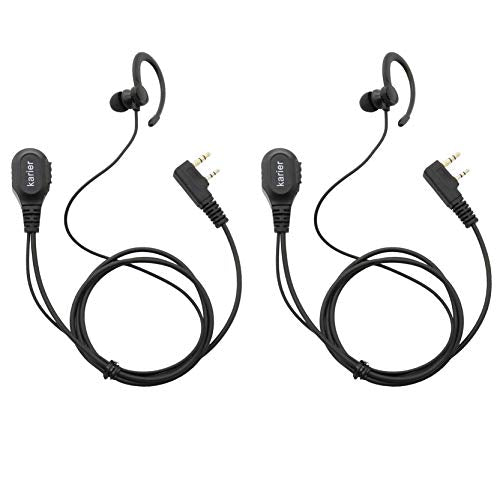 2 Pin PTT Mic Headset Walkie Talkie Earpiece with Soft Silica Gel G Shape Earloops for Kenwood Baofeng UV-5R BF-F8HP BF-888S Arcshell AR-5 (2 Pack)