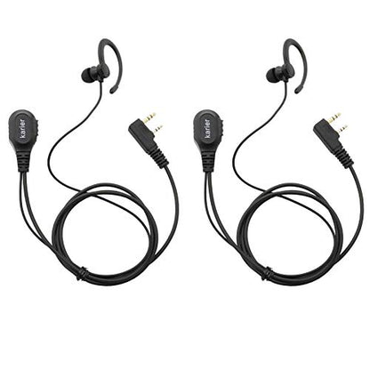 2 Pin PTT Mic Headset Walkie Talkie Earpiece with Soft Silica Gel G Shape Earloops for Kenwood Baofeng UV-5R BF-F8HP BF-888S Arcshell AR-5 (2 Pack)