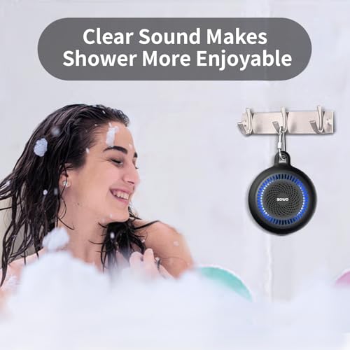 SOWO Shower Speaker Bluetooth Waterproof, Small Speaker Portable Wireless - color: Black