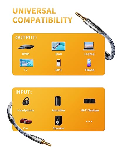 Aux Cable-3.5mm Audio Cable with Magnetic Ring Supports[Hi-Fi,Shielded] Nylon Braided 3.5mm Male to Male AUX Cord Auxiliary Adapter Compatible with Car/Home Stereos, Speaker, Headphones -4FT - size: 4FT/1.2M