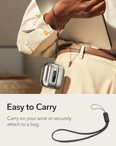 ESR for AirPods 4 Case, Compatible with MagSafe, Pulse Series, Titanium | Compatible with AirPods 4 Generation Case (2024)(USB-C), Magnetic Lid Lock, Drop-Proof Protection Cover with Lanyard - color: Titanium, size: AirPods 4 Case