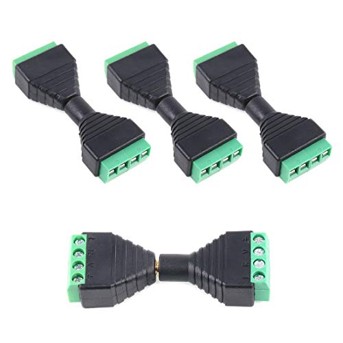 Glarks 8Pcs 3.5mm(1/8inch) Stereo TRRS Audio Balanced Male & Female Jack to AV 4-Screw Terminal Block Balun Converter Adapter Connectors
