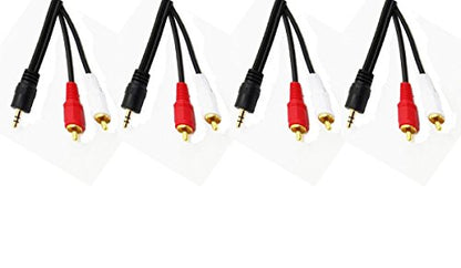 C&E 3.5mm Stereo Male to Dual RCA Male (Right and Left) Audio Cable, 6 Foot - 4-Pack - size: 6 Foot, style: 4-Pack