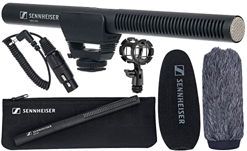 Sennheiser MKE 600 Professional Shotgun Microphone Kit with Shock Mount, Windscreens, XLR-to-3.5mm Adapter and Pouch for Video, Film, DSLR & Broadcast Production