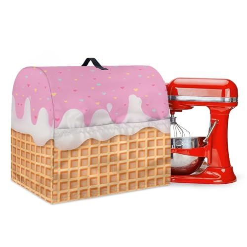 Stand Mixer Cover with Adjustable Drawstring, Cream Print Water Resistant Stand Blender Dust Cover Large Stnad Blender Cover Universal for Small Kitchen Appliances - color: Cream Print, size: S