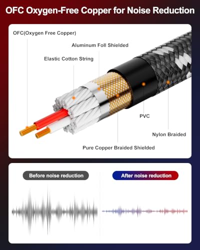 XLR Cables 6ft 6 Pack XLR Microphone Cable Male to Female XLR Cable | Low Noise Durable Nylon Braided XLR Mic Cable 3 Pin Fully Balanced OFC Microphone Cables for Podcast, Home Studio, Mixer - color: Black-White, size: 6 Feet