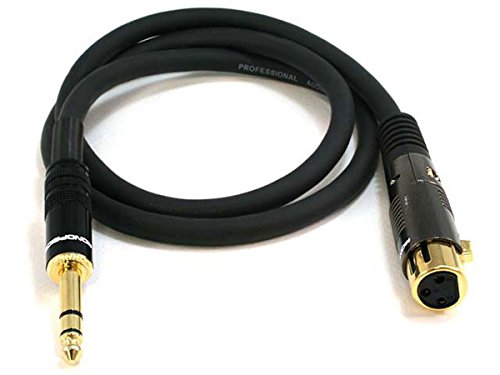 Monoprice 104768 3-Feet Premier Series XLR Female to 1/4-Inch TRS Male 16AWG Cable gold - size: 3 Feet