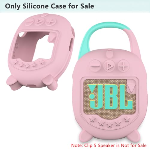 Silicone Cover Case Compatible with JBL CLIP 5 Ultra Portable Bluetooth Speaker, Soft Skin Sleeve for JBL CLIP 5 Speaker Accessories(Only Case) (Pink) - color: Pink