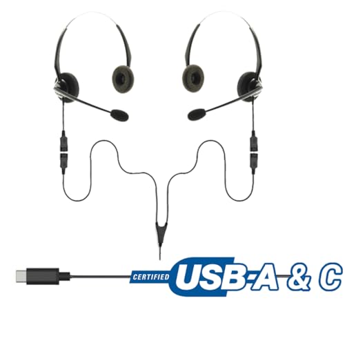 Project Telecom USB-A & USB-C, 2 Users, Binaural Noise Cancelling, Headset Splitter Training Supervising Coaching Bundle - Compatible with Microsoft Teams, Zoom, Cisco Webex, VoIP Softphone Apps - style: Binaural