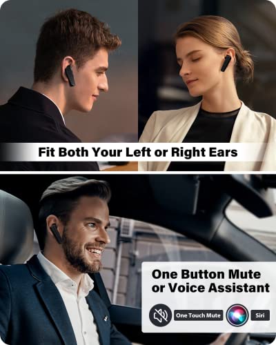 ADADPU Bluetooth Headset - V5.0 Wireless Handsfree Earpiece Built-in Dual Mic Noise Cancelling, 10 Days Standby 16Hrs HD Talktime Ultralight Headset for iPhone Android Samsung Laptop(Black) - color: Black