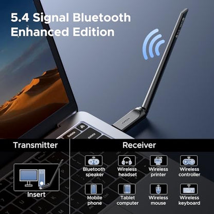 UGREEN 2-in-1 USB Bluetooth WiFi Adapter, AX900 + BT 5.4 WiFi 6 Adapter | 6dBi High Gain Antenna, 5GHz/2.4GHz Dual Band, Built-in Driver for Windows 10/11, for Desktop PC Laptop