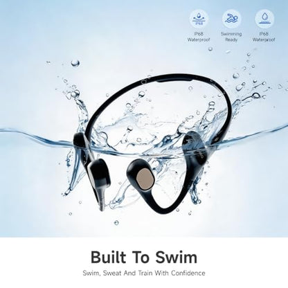 dreame Aqua Plus Bone Conduction Headphones, Open-Ear Headphones, IP68 | Waterproof Swimming Earbuds, Bluetooth 5.2 & MP3 Dual Mode, 32GB Storage, Secure Fit for Swimming, Gym and Running, Black - color: Black
