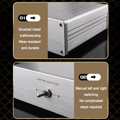 HiFi Lossless Audio Source Input Signal Switcher - 4 in 1 Out & 2 in 1 Out RCA Stereo Selector Box for Sound Bar, Headphones, Turntable - No Power Required - color: Black