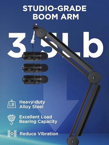 InnoGear Mic Boom Arm Stand with Cable Management & Low Profile Mic Arm for Fifine AM8 K669B Elgato Blue Yeti HyperX QuadCast AT2020 Shure SM58 SM7B and Other Mics, Pack of 2
