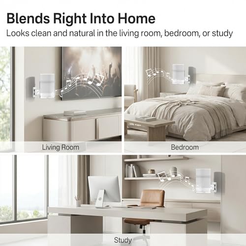 Adjustable Speaker Wall Mount for Sonos Move and Sonos Move 2, Wall Mounted Bracket, Adjustable Tilt and Swivel, Space Saving Speaker Holder, White - color: White, size: 1 Pack
