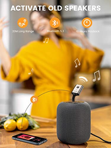 MaedHawk Rotatable Bluetooth 5.3 Wireless Aux Audio Receiver for car | Portable 3.5mm Bluetooth Adapter for Car Home Stereo Speaker Wired Headphones, Hands-Free Calls