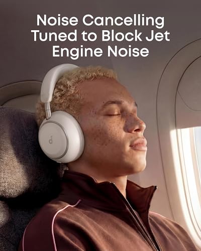 Soundcore Anker Space 2 Bluetooth 6.1 Over-Ear Headphones, Travel-Ready | Active Noise Cancelling, 50H Playtime, LDAC Hi-Res, Dual Connection, Clear Calls, Nap Mode, Wearing Detection, Fast Charging - color: Linen White