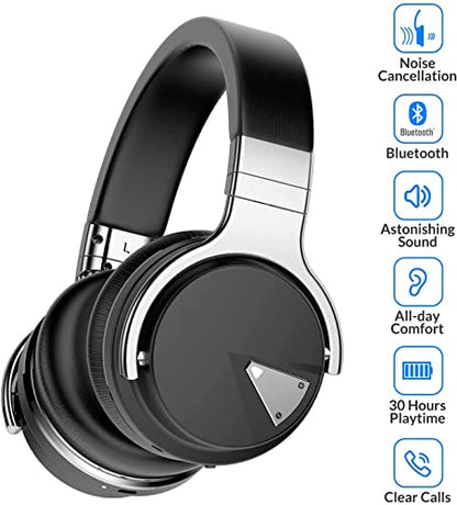 Million Sold 10 Years Classic E7 Active Noise Cancelling Headphones with Upgraded Noise Cancellation, Bluetooth Headphones Wireless with HD Sound Vivid Deep Bass, for Home Office Travel Birthday Gift - color: Black