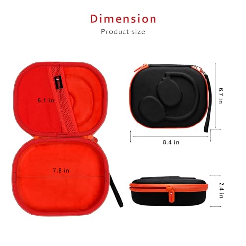 XANAD Hard Case for JBL Tune 720BT/770NC/710BT/760NC/700BT/750BT/510BT/660NC/520BT/500/E45BT and JBL Live 770NC/660NC/650BT/460NC/670NC/400BT/500BT and Wireless Headphone,Orang Red - color: Black Outside+Orange Inside
