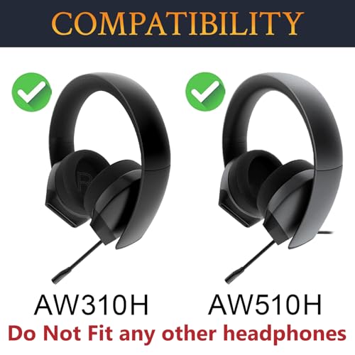 SOULWIT Cooling Gel Earpads Replacement for Alienware AW310H (AW 310H)/AW510H (AW 510H) 7.1 PC Gaming Headset, Ear Pads Cushions with Noise Isolation Foam - Black