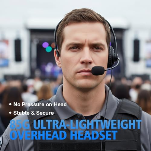 WODASEN Over the Ear Headset with Boom Mic Finger PTT for Radio Single Ear Overhead Headphones for UV-5R BF-888S AR-152 BF-F8HP K1 Plug 2-Pin