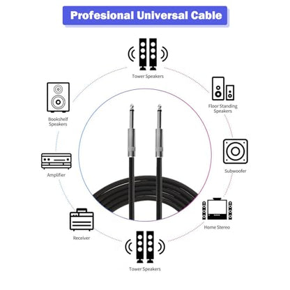 2 Pack 1/4" TS to TS Speaker Cable 100 Feet 12AWG 2 Conductor Heavy Duty - size: 100 ft(2 Pack)