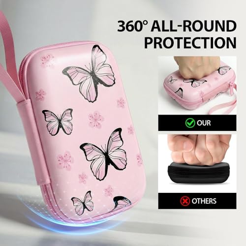 【Woyinger】 Printed EVA Hard Earbud Case Travel Organizer, Carrying Pouch for Wired & Wireless Earphones, Charging Cables, USB Flash Drives, Electronics Accessories Bag, Butterfly - color: A1-Butterfly