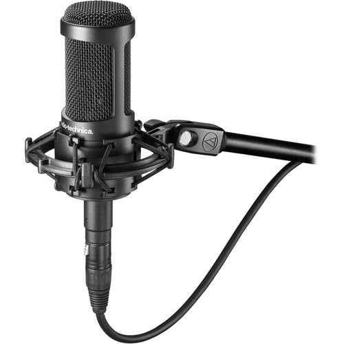 Audio-Technica AT2035 Cardioid Condenser Microphone, Black + Microfiber Cleaning Cloth + Goby Labs Microphone Cleaner + 10 Ft XLR Cable