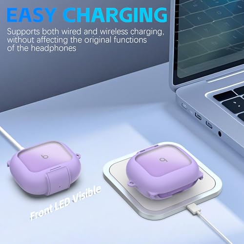Protective Cover for Beats Powerbeats Pro 2 Case with Secure Lock & Phone Stand, Shockpoof Protection Clear Case Compatible with Beats Powerbeats Pro2 Earbuds with Cleaner Kit & Keychain (Purple) - color: Purple