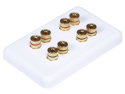 Monoprice 103642 Banana Binding Post Wall Plate for 4 Speaker White - size: 4 Speaker, style: 1-Piece